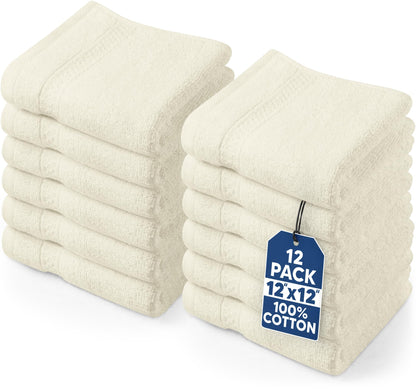 Utopia Towels 12 Pack Premium Wash Cloths Set, 12 by 12 Inches, 100% Cotton Ring Spun, Highly Absorbent and Soft Feel Essential Washcloths for Bathroom, Spa, Gym, and Face, Grey