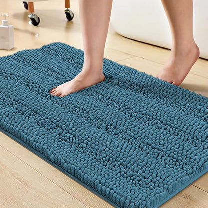 Turquoize Bathroom Runner Rug 17"x47", Soft Absorbent Chenille Bath Rug