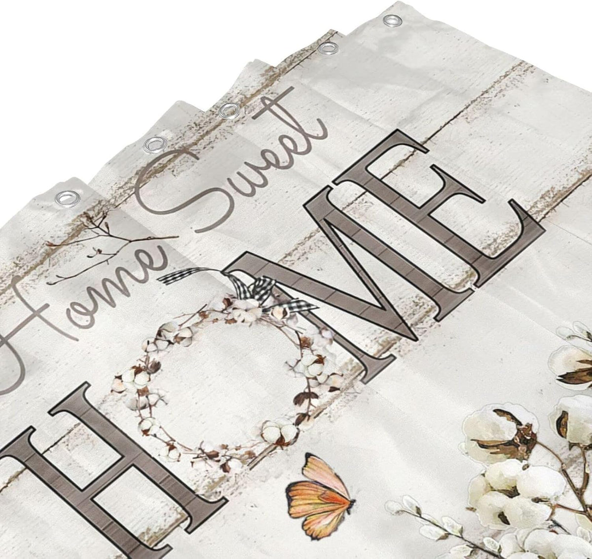 Tijuboni Farmhouse Shower Curtain Cotton Flowers Shower Curtains for Neutral Country Bathroom Decor Rustic Shower Curtain Set Waterproof Polyester Fabric 60 x 72 Inch