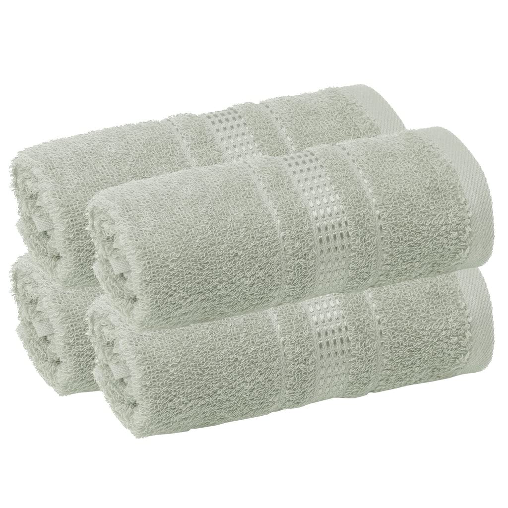 Melissa Linen Fingertip Towels 4 Pack, 100% Turkish Cotton, Small Hand Towels for Body and Face, 12 x 18 in, Soft and Absorbent, Quick Dry, Aqua Green (Light Teal/Seafoam)