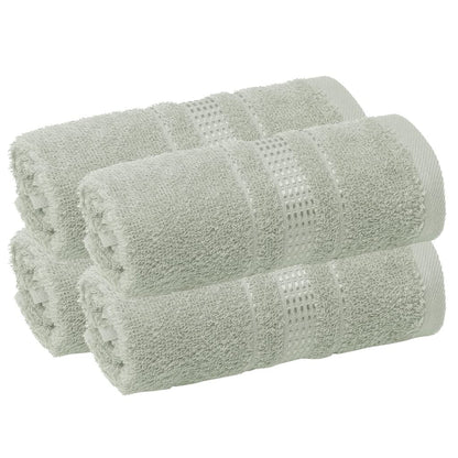 Melissa Linen Fingertip Towels 4 Pack, 100% Turkish Cotton, Small Hand Towels for Body and Face, 12 x 18 in, Soft and Absorbent, Quick Dry, Aqua Green (Light Teal/Seafoam)
