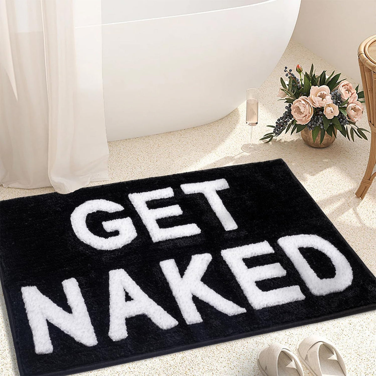 KOEXM Get Naked Bath Mat Long Runner Mat Cute Bathroom Rugs