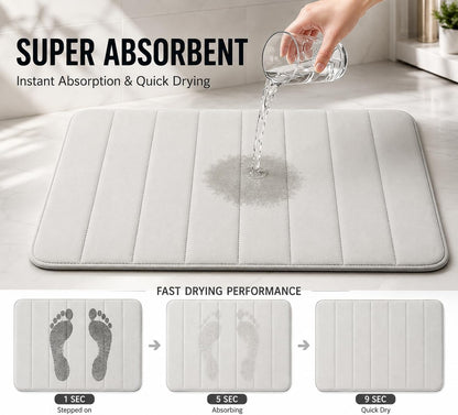 Memory Foam Bath Mat Set 3 Piece，Super Soft Absorbent Bathroom Rug Non Slip, Quick Dry,Machine Wash, Perfect Plush Bathroom Rugs,Home Decor Accessories,Grey