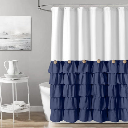 Seasonwood Black Ruffle Shower Curtain Farmhouse Shower Curtain 72 X 72