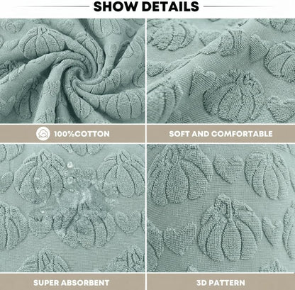 Artoid Mode 2 Pcs Blue 3D Heart Pumpkin Jacquard Hand Towels for Bathroom