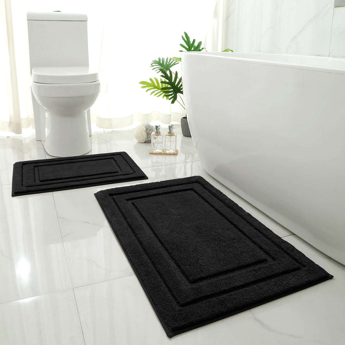 HOMEIDEAS Fall Bathroom Rugs Sets, 2 Piece Soft Bath Mat Burnt Orange