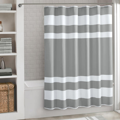 Madison Park Arbor Waffle Shower Curtain for Bathroom, 72 x 72, Beige
