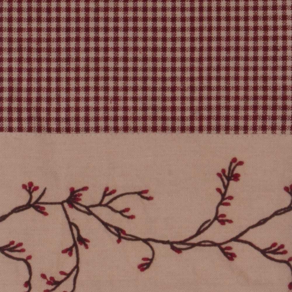 Berry Vine Gingham Barn Red and Nutmeg 72" x 72" Cotton Shower Curtain