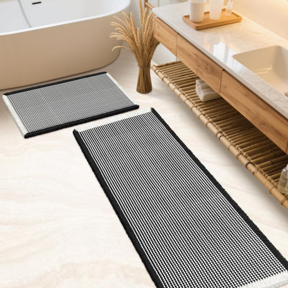 IM HOME Waffle Bath Mat Beige 32"x20", Boho Woven Modern Bath Mat Rugs, Absorbent Non Slip Bathroom Rugs, Soft Washable Bath Rugs with Tassels for Bathroom, Bedroom, Kitchen, Shower, Tub