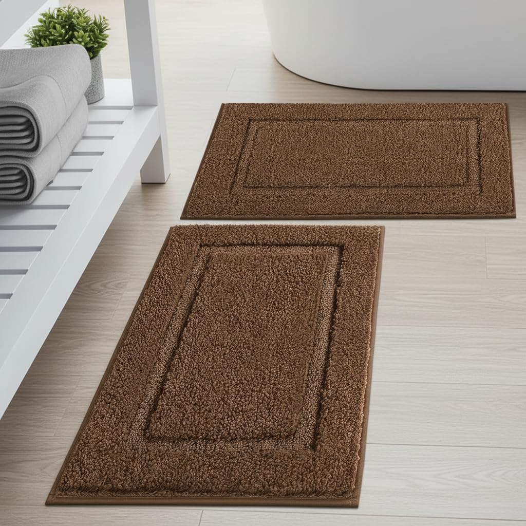 SHACOS Soft Microfiber Bathroom Rugs Set of 2 Pieces, White