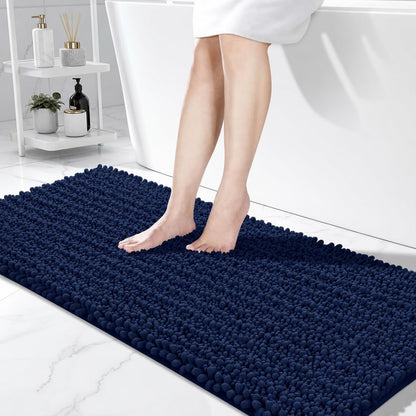 ILANGO Bathroom Rugs Light Grey 44x24, Soft Absorbent Chenille Bath Rugs