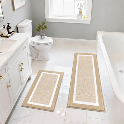 Pauwer Bathroom Rugs 3 Piece Set, Non Slip Washable Bath Mat, Dark Grey