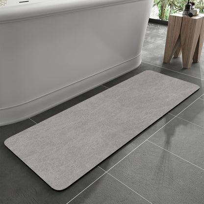MontVoo -Bath Mat-Rubber Backing Non SlipThin Bathroom Rugs Fit Under Door- Quick Dry Absorbent Faux Suede Surface Grey Bathroom Floor Mats-Shower Rug for in Front of Bathtub Shower Gray 16x24