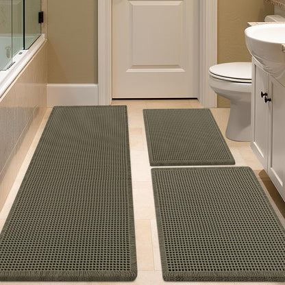 IM HOME Waffle Bath Mat Beige 32"x20", Boho Woven Modern Bath Mat Rugs, Absorbent Non Slip Bathroom Rugs, Soft Washable Bath Rugs with Tassels for Bathroom, Bedroom, Kitchen, Shower, Tub
