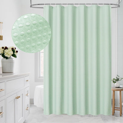Sage Green Luxury Heavyweight Textured Fabric Shower Curtain Hotel,72x72