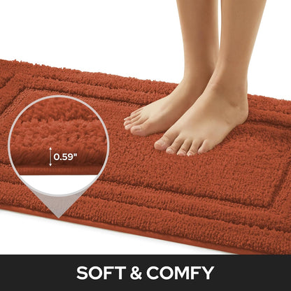 HOMEIDEAS Fall Bathroom Rugs Sets, 2 Piece Soft Bath Mat Burnt Orange