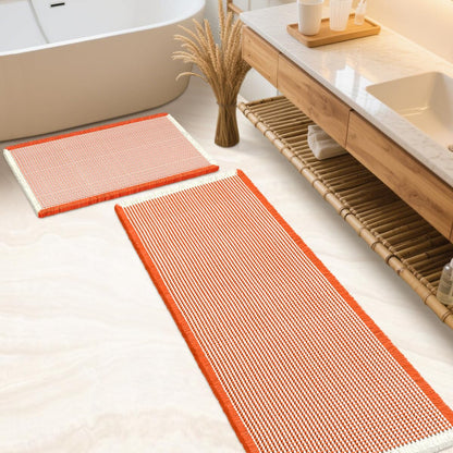 IM HOME Waffle Bath Mat Beige 32"x20", Boho Woven Modern Bath Mat Rugs, Absorbent Non Slip Bathroom Rugs, Soft Washable Bath Rugs with Tassels for Bathroom, Bedroom, Kitchen, Shower, Tub
