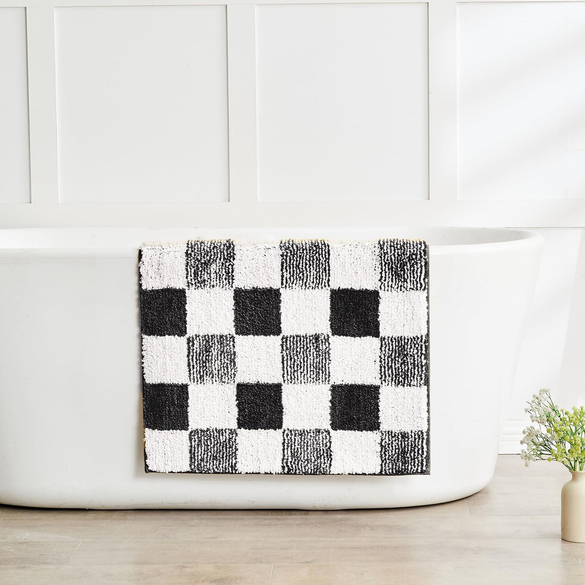 CozeCube Navy Blue Bath Mat 24"x16" Non Slip Washable Rug