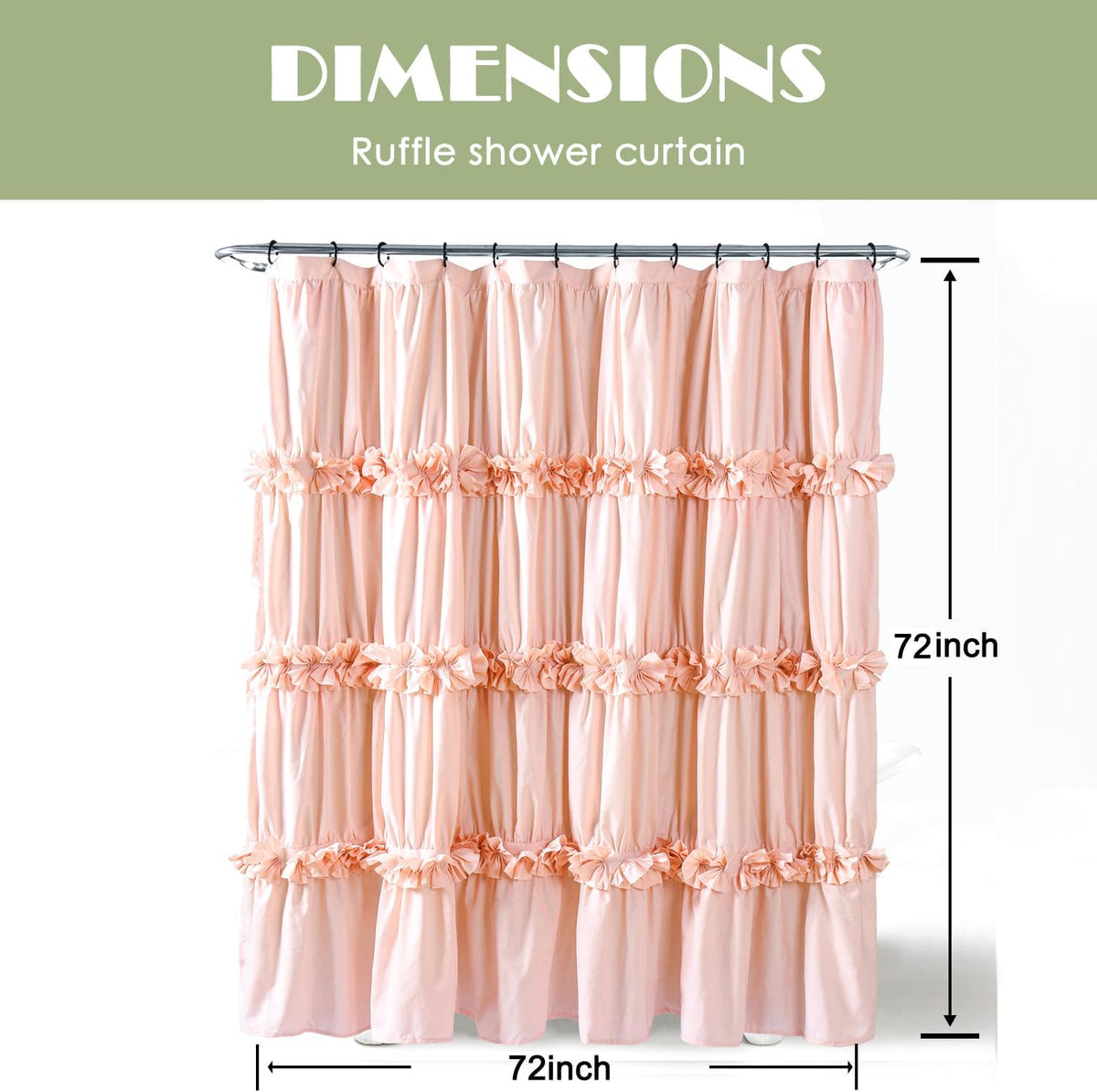 Homechoice Decor Peach Ruffle Shower Curtain for Master Bathroom