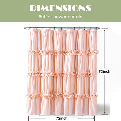 Homechoice Decor Peach Ruffle Shower Curtain for Master Bathroom