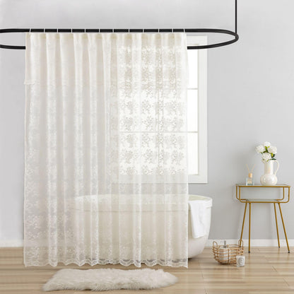 TUDECO Black Lace Shower Curtain with Valance, Gothic Style, 72 x 72 Inch