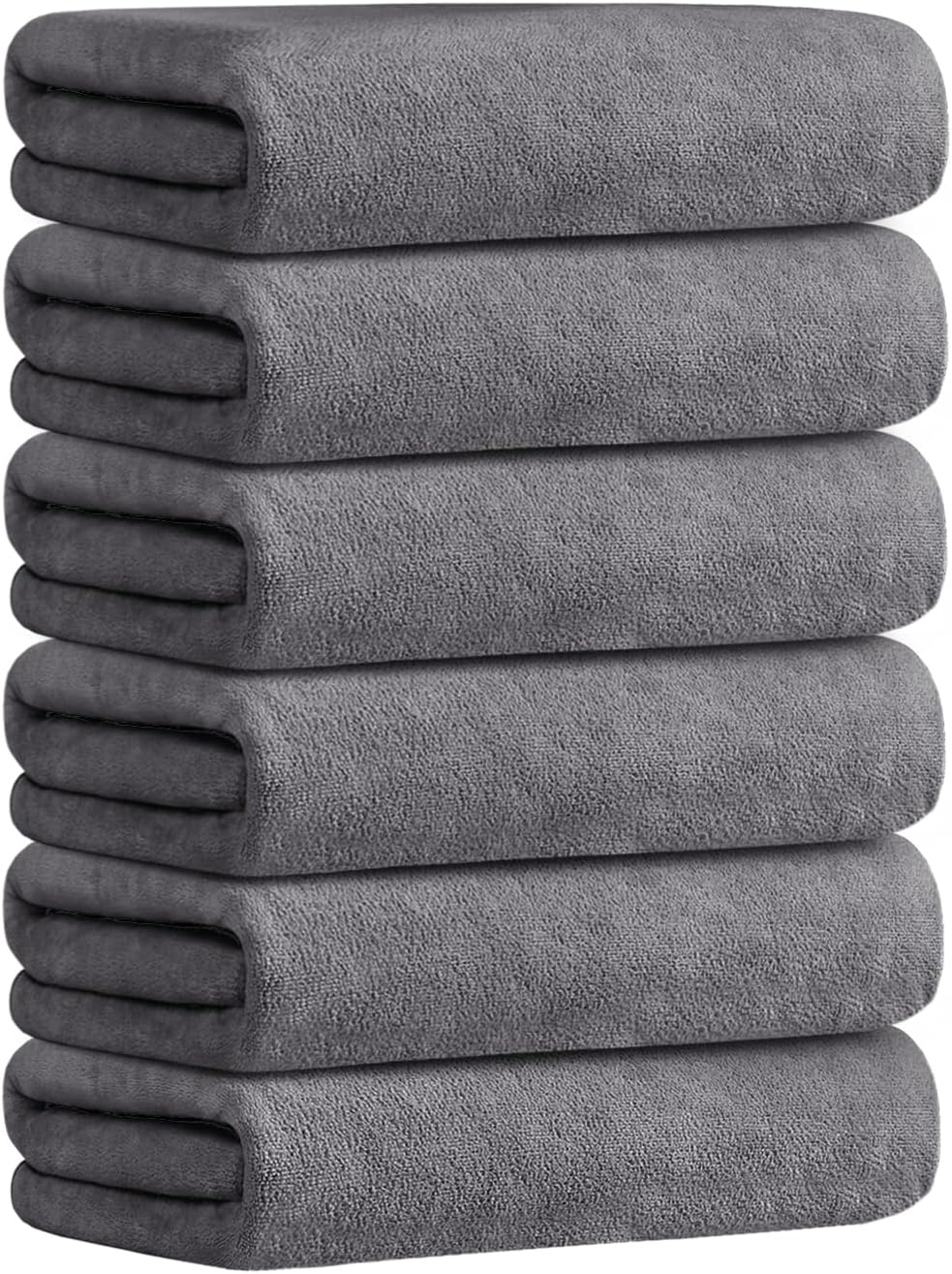 JML Microfiber Bath Towels, Bath Towel Set (6 Pack, 27" x 55") - Extra Absorbent and Fast Drying,Multipurpose Microfiber Towel for Bath, Beach, Pool, Sports, Yoga - Grey