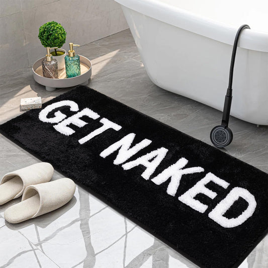 KOEXM Get Naked Bath Mat Long Runner Mat Cute Bathroom Rugs