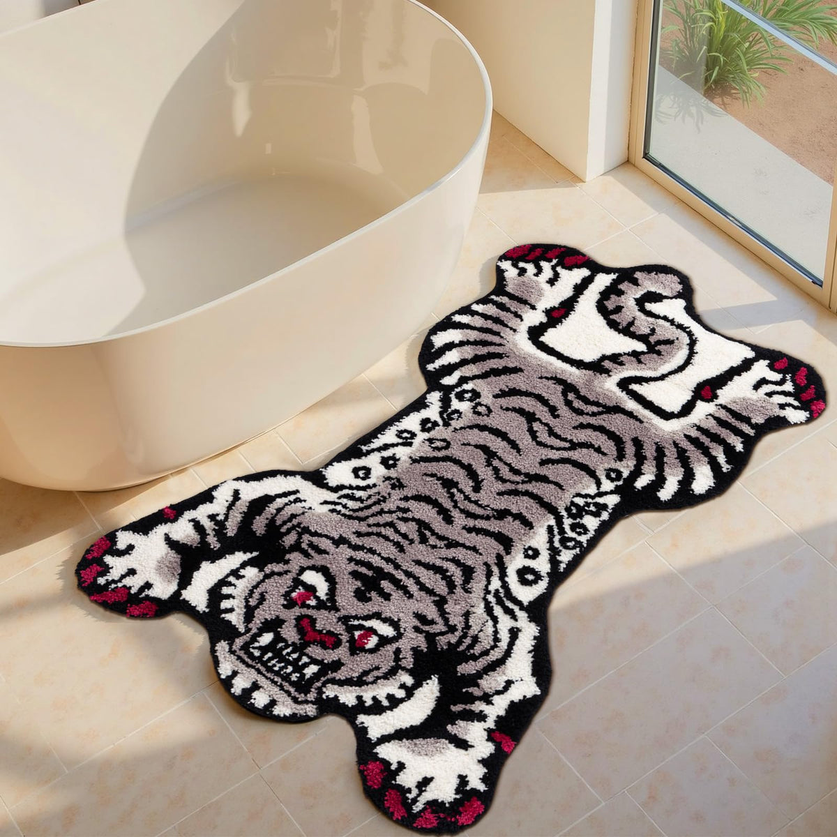 Tibetan Tiger Bath Mat Bathroom Rug Soft Non Slip Orange 24"x40"