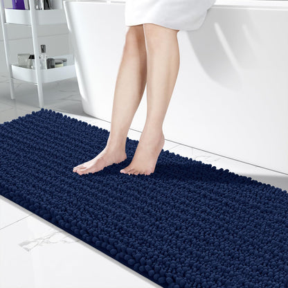 Yimobra Bathroom Rugs Non Slip Washable 32x20 Inch - Ultra Soft Absorbent Chenille Bath Mat, Quick Dry Shaggy Floor Carpet for Tub Shower, Gray Home Decor Accessories