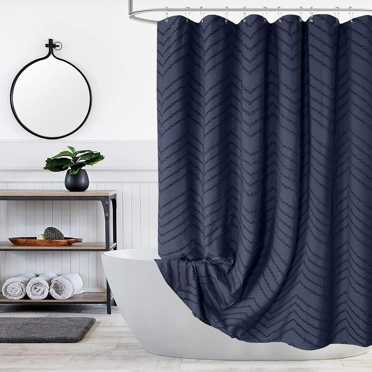 Grey Boho Fabric Shower Curtain 72 x 72 Inches