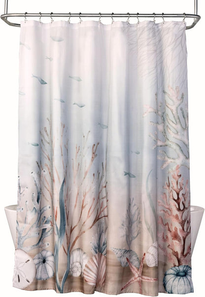 SKL Home Coastal Ocean Watercolor Scales Shower Curtain, Multi