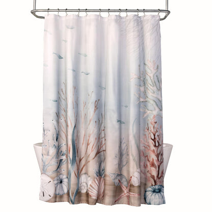 SKL Home Coastal Ocean Watercolor Scales Shower Curtain, Multi