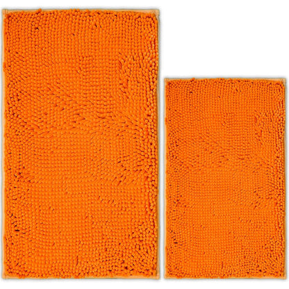 Bathroom Rugs Chenille Bath mat 2 Piece Set, Super Absorbent, Strong PVC Non Slip Backing, Bath mats for Bathroom, Plush Shaggy, Thick, Machine Washable, Bathtub, Toilet.(Light Grey)