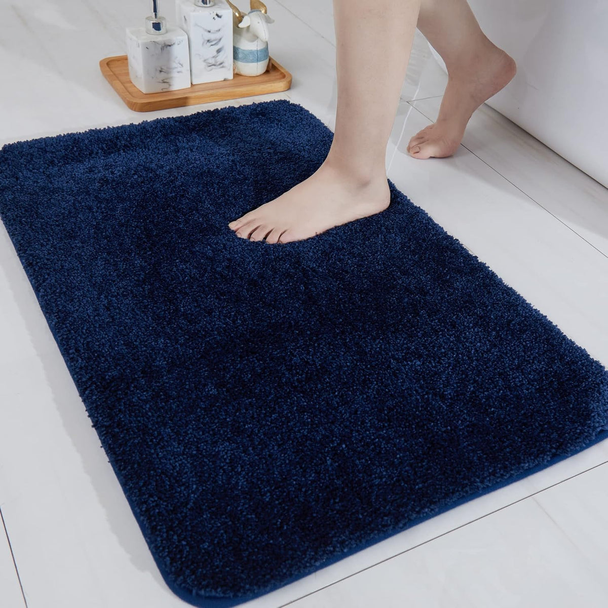 COSY HOMEER Extra Thick Bath Rugs for Bathroom Non Slip Bath Mat 20x32 Navy