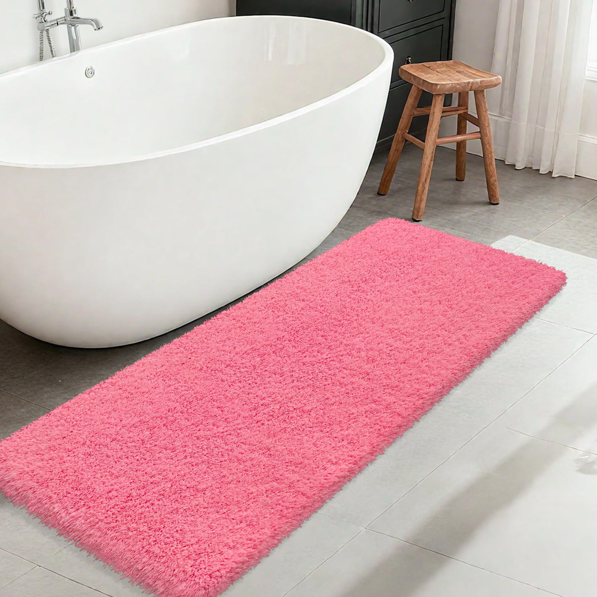 Pink Bathroom Rugs Non Slip 30"x20",Absorbent Bath Mat Quick Dry