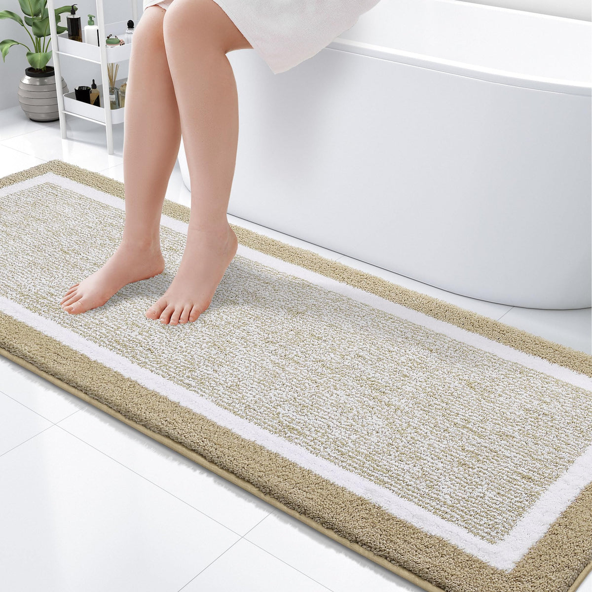 OLANLY Small Bathroom Rugs 24x16, Soft Absorbent Microfiber Bath Rugs, Grey