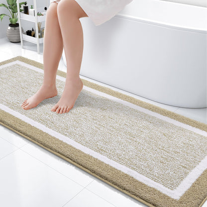 OLANLY Small Bathroom Rugs 24x16, Soft Absorbent Microfiber Bath Rugs, Grey