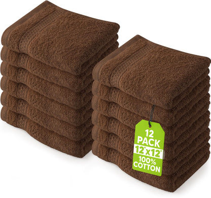 Utopia Towels 12 Pack Premium Wash Cloths Set, 12 by 12 Inches, 100% Cotton Ring Spun, Highly Absorbent and Soft Feel Essential Washcloths for Bathroom, Spa, Gym, and Face, Grey