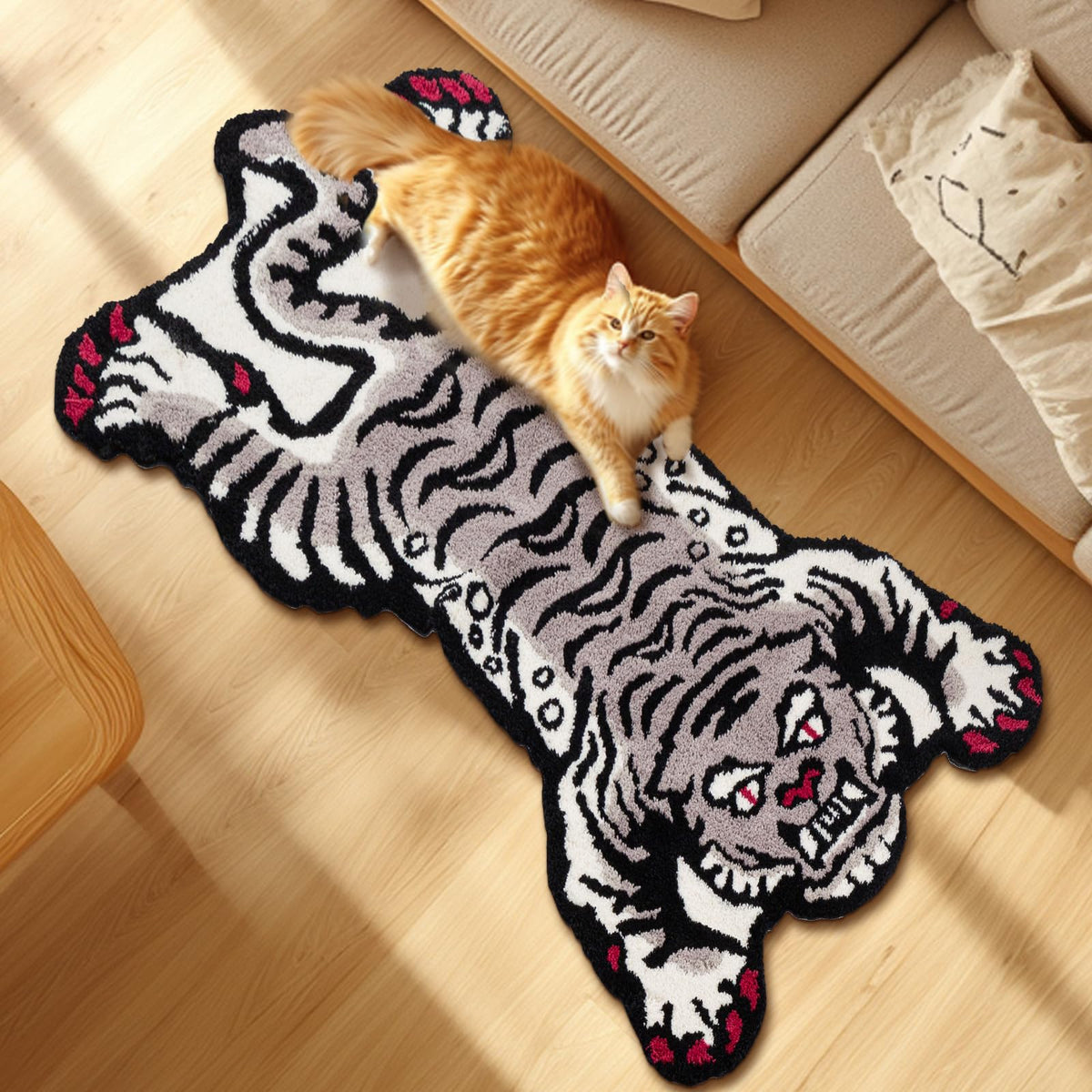 Tibetan Tiger Bath Mat Bathroom Rug Soft Non Slip Orange 24"x40"