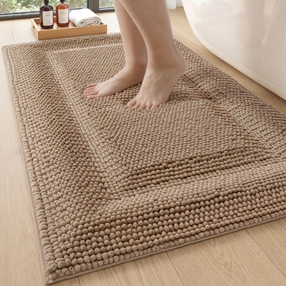 DEXI Bathroom Rugs 36x24, Non Slip Washable Chinelle Bath Mat, Taupe