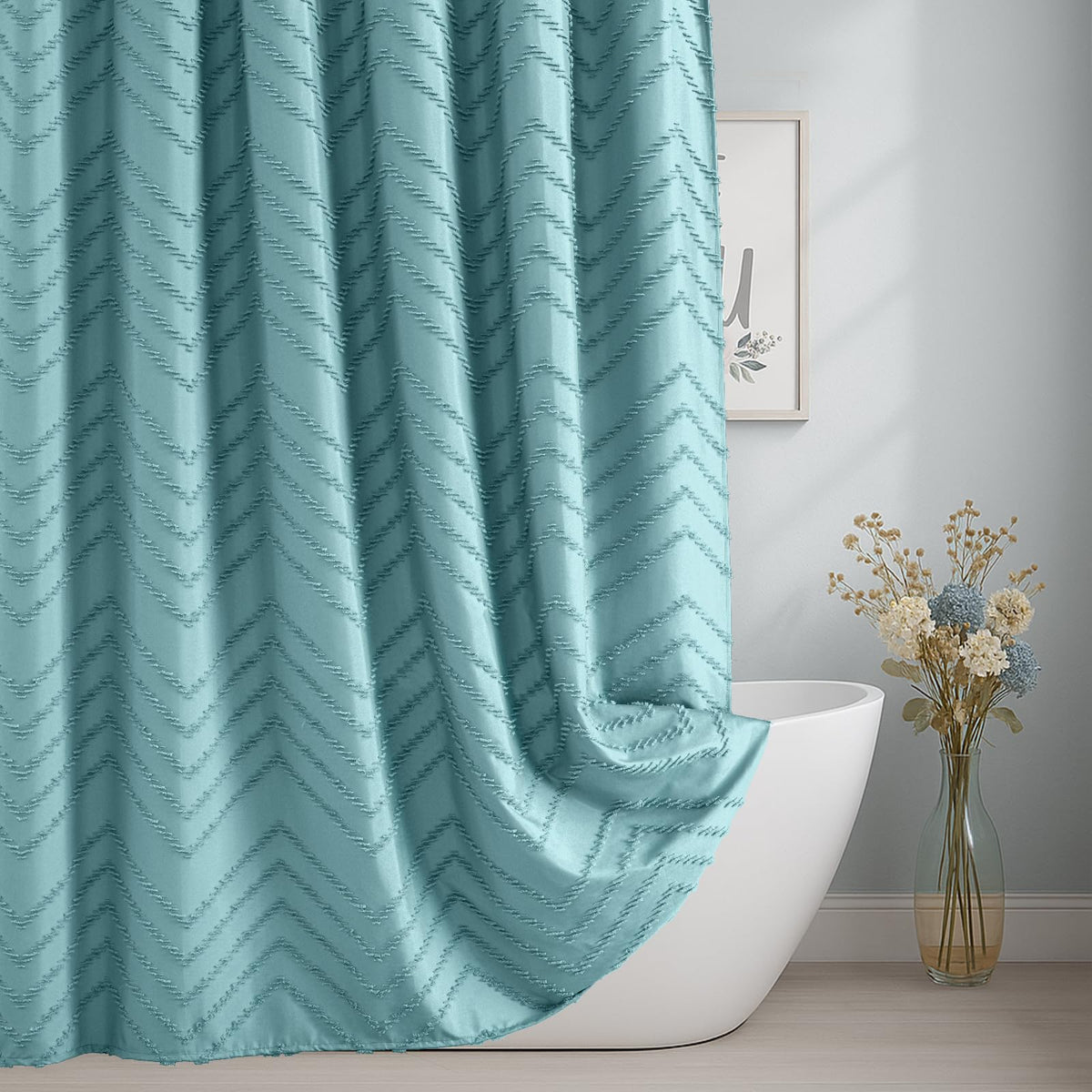Grey Boho Fabric Shower Curtain 72 x 72 Inches