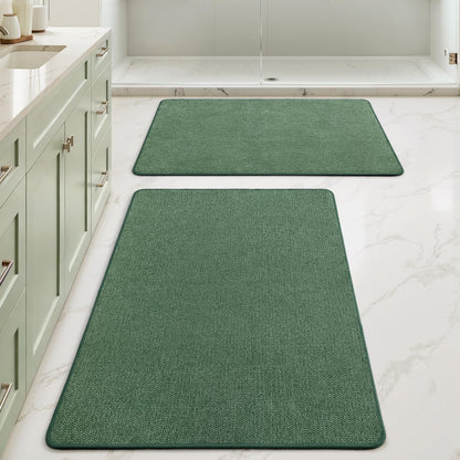 MIULEE Bathroom Rugs Set 2 Pieces, Thin Bath Mats Beige 17"x27"+20"x32"