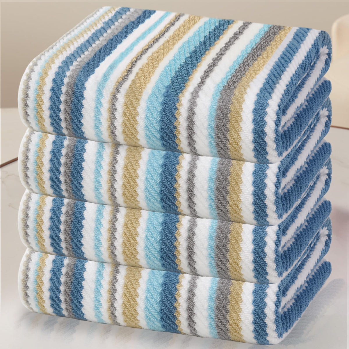 VOOVA & MOVAS Hand Towels 4 Pack, 100% Cotton, 16x27 in, Sage Beige