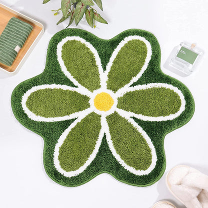 TRUEDAYS Flower Bathroom Rug, Round Non-Slip Bath Mat, 23.6"x23.6", Pink