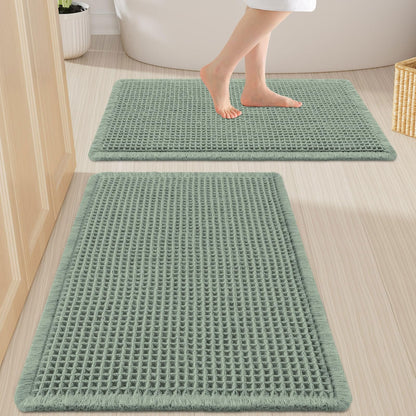 Smiry Waffle Bathroom Rugs Sets 2 Piece (30x20+24x16, Brown)