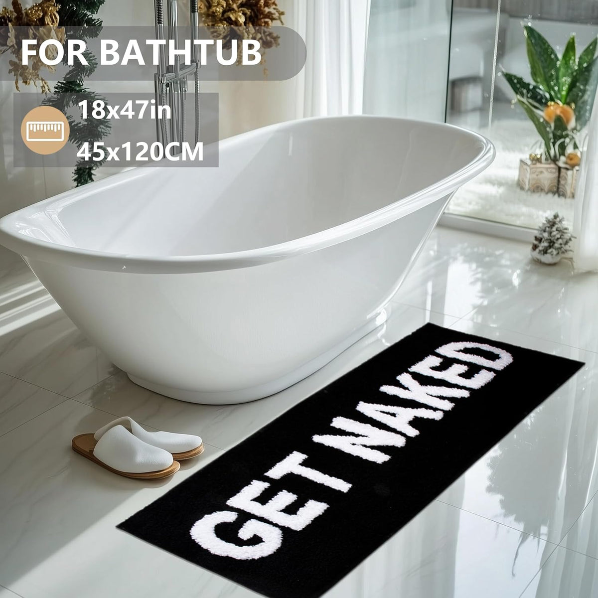 KOEXM Get Naked Bath Mat Long Runner Mat Cute Bathroom Rugs