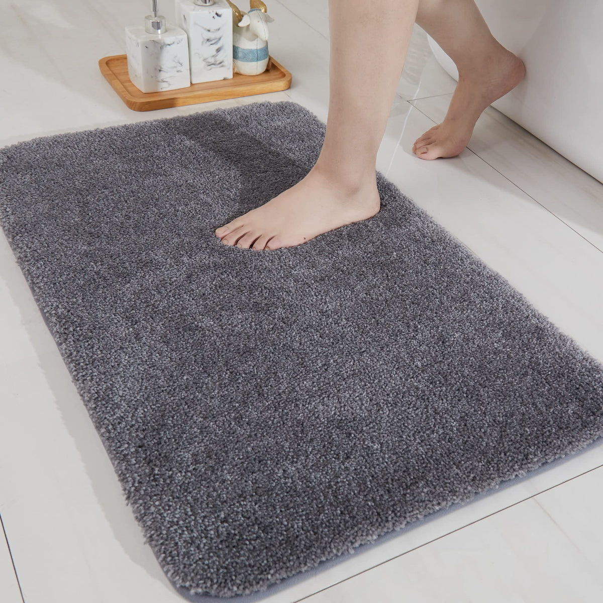 COSY HOMEER Extra Thick Bath Rugs for Bathroom Non Slip Bath Mat 20x32 Navy