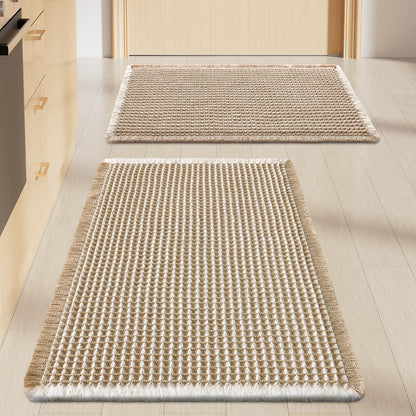 Smiry Waffle Bathroom Rugs Sets 2 Piece (30x20+24x16, Brown)