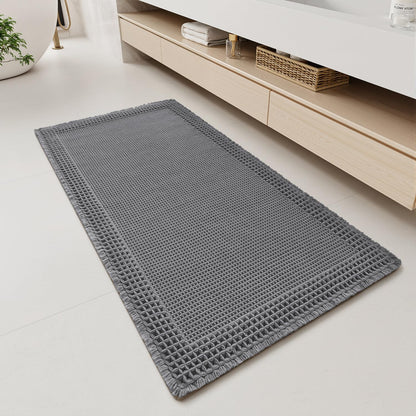 RESARE Waffle Bathroom Runner Rugs, Non Slip Boho Bath Mat 24"x72" Brown