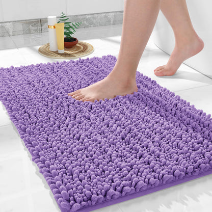 Yimobra Bathroom Rugs Non Slip Washable 32x20 Inch - Ultra Soft Absorbent Chenille Bath Mat, Quick Dry Shaggy Floor Carpet for Tub Shower, Gray Home Decor Accessories